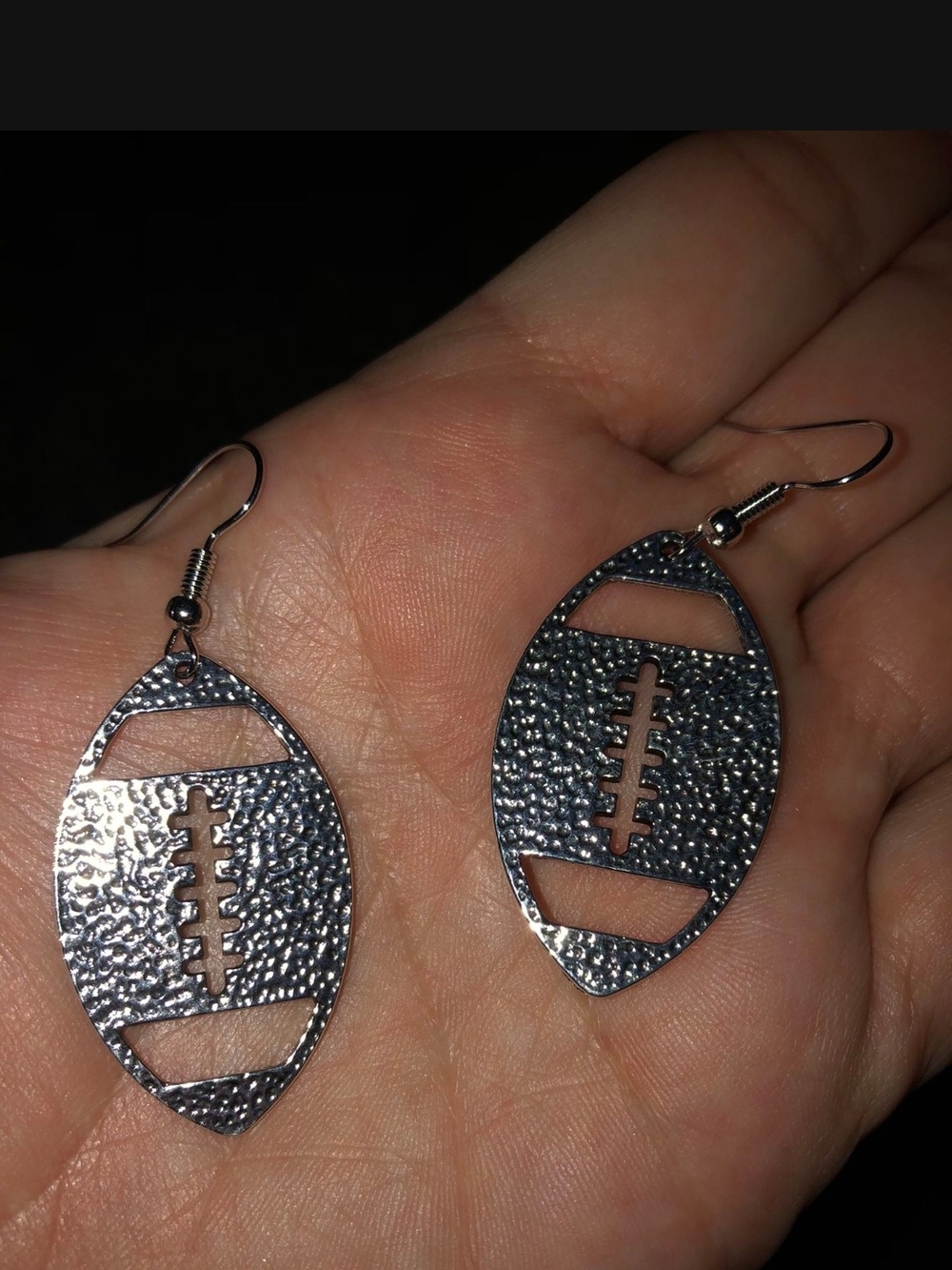 Silver Football Dangle Earrings - Women Jewelry